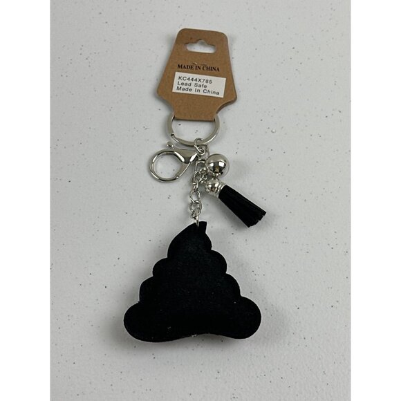 Rhinestone Poop Emoji Keychain With Tassel Lead Safe - Picture 3 of 4